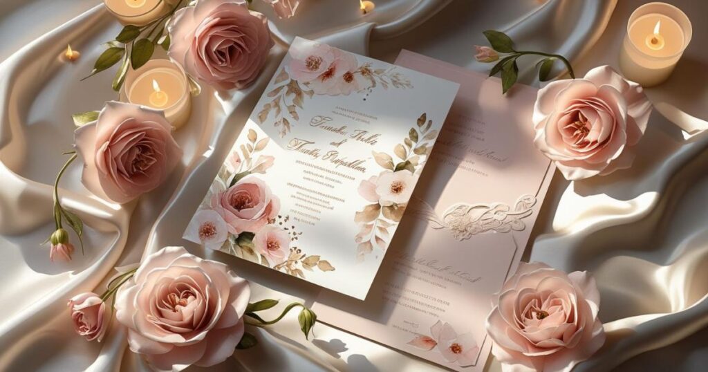Romantic Canva-designed wedding invitation templates for 2025 couples.